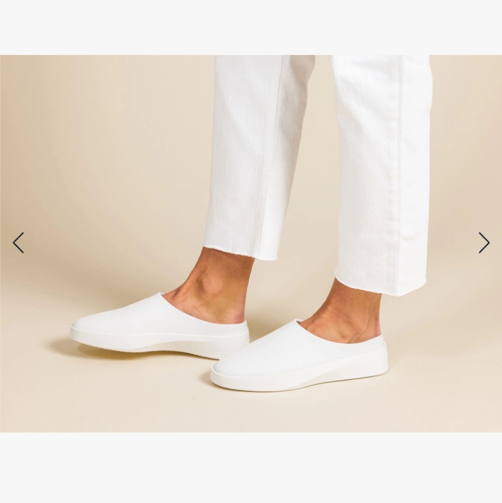 Wolf & Sheppard Cruise White Tre Mule Leather Slip On